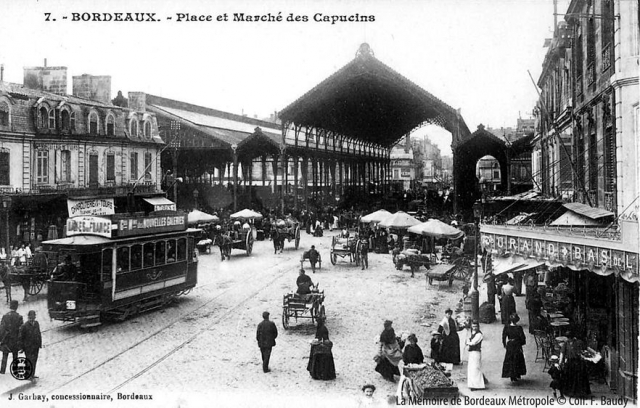 La grande halle du Marché des Capucins, Bordeaux vers 1900